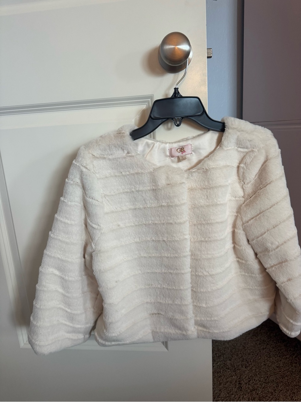 GB girls Cream Faux Fur Girls' Jacket